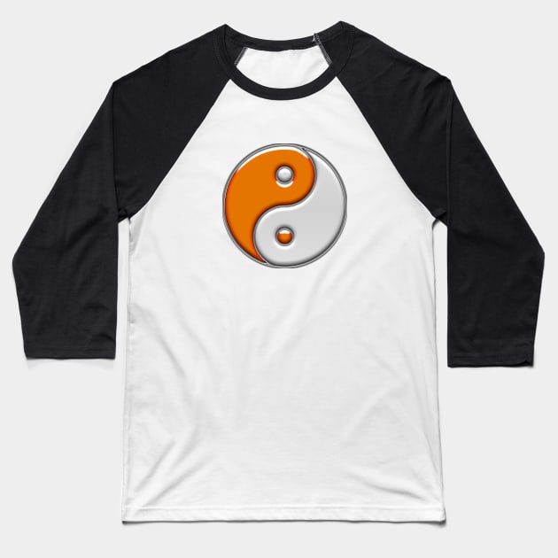 Orange And White Yin Yang Baseball T-Shirt by BigOrangeShirtShop